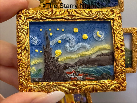 2. 3D Gold Frame Van Gogh Painting Fridge Magnets - Whole Set 6pcs