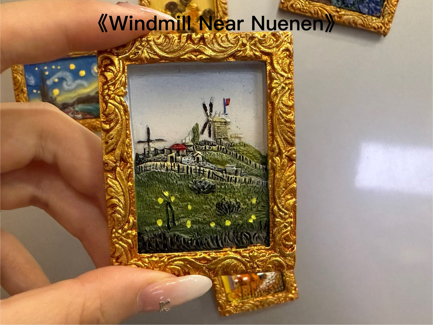 2. 3D Gold Frame Van Gogh Painting Fridge Magnets - Whole Set 6pcs
