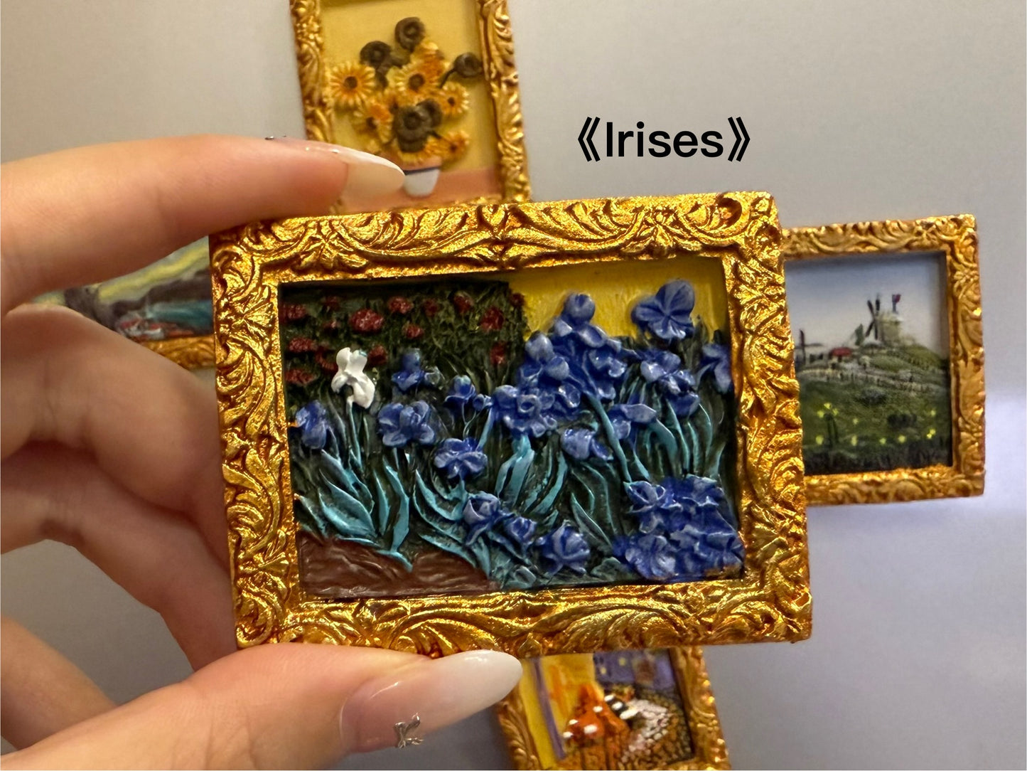 2. 3D Gold Frame Van Gogh Painting Fridge Magnets - Whole Set 6pcs