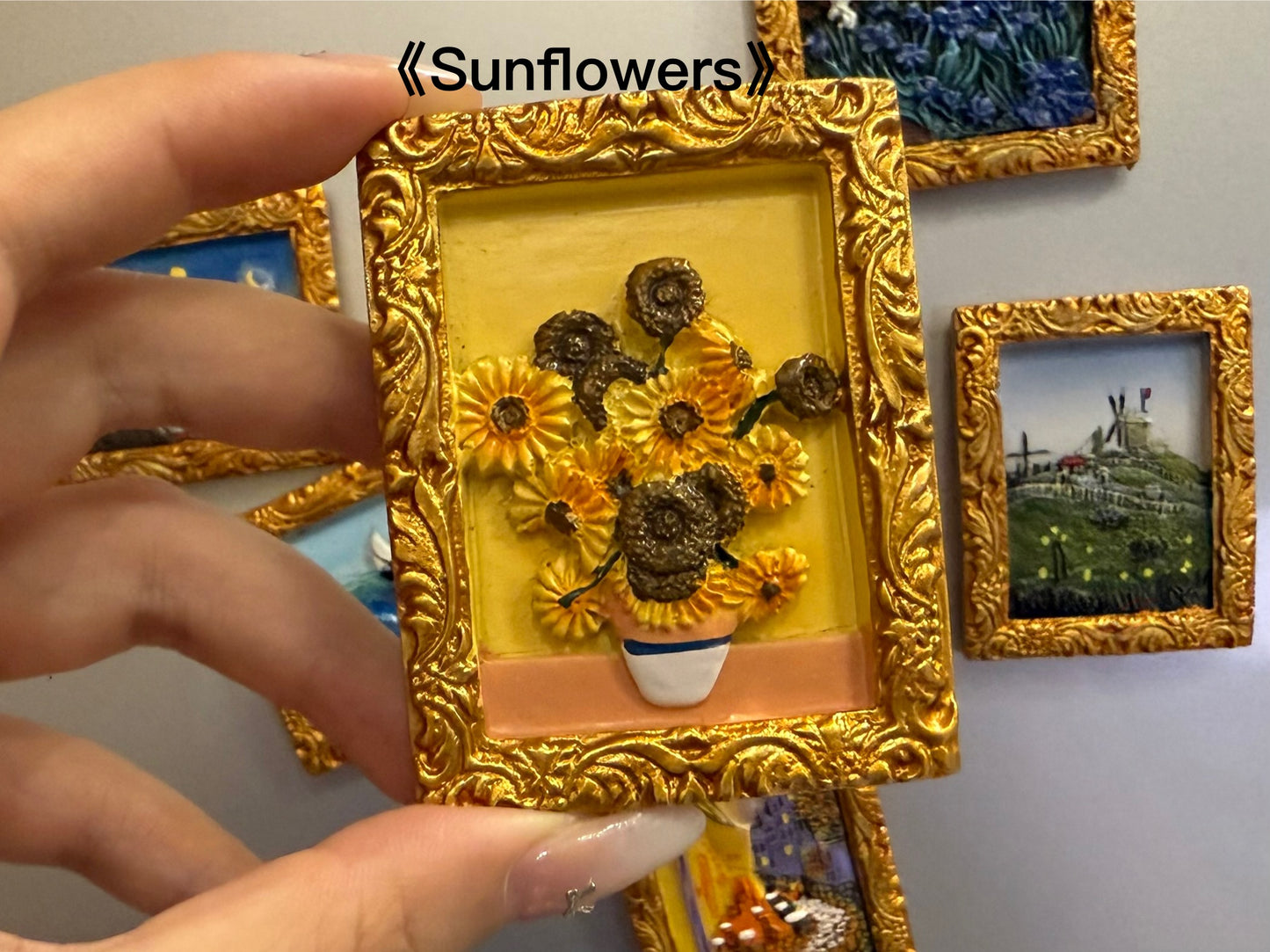 2. 3D Gold Frame Van Gogh Painting Fridge Magnets - Whole Set 6pcs