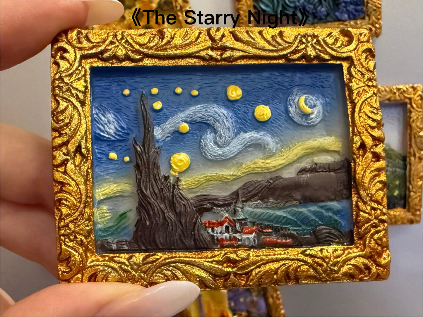 2. 3D Gold Frame Van Gogh Painting Fridge Magnets - Whole Set 6pcs