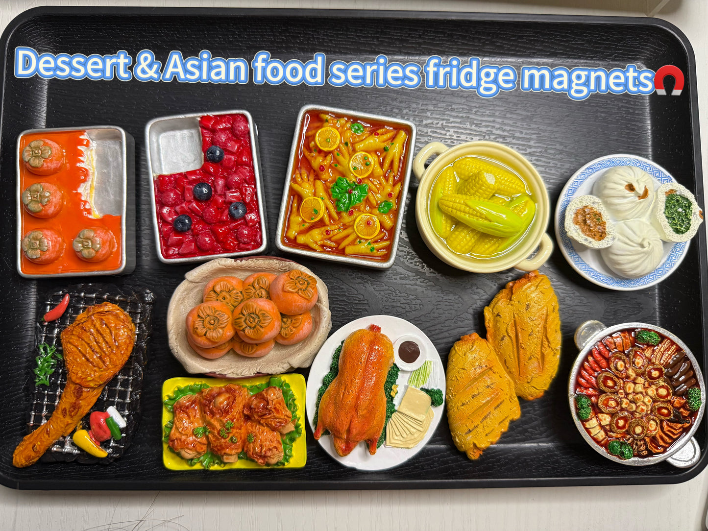 14. Dessert & Asain Food Series Fridge Magnets Set